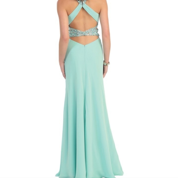 May Queen Embellished Open Back Mint Gown. - Picture 12 of 12